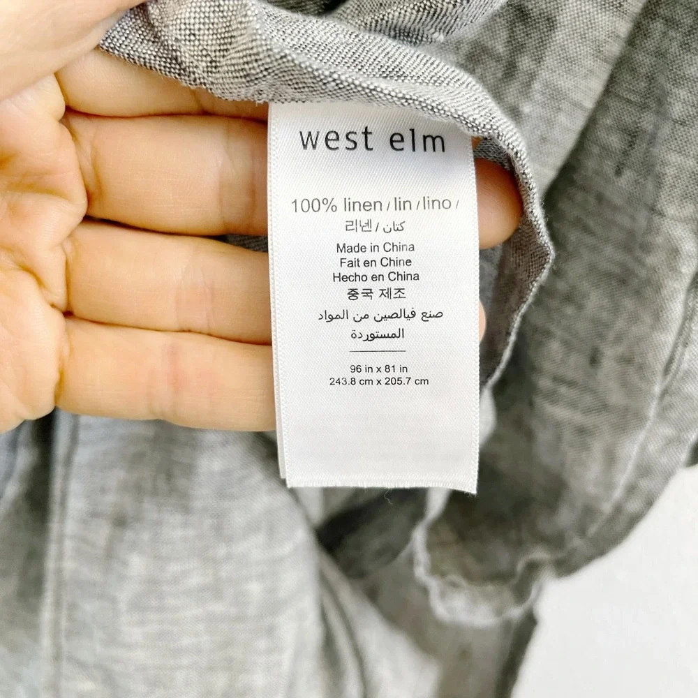 WEST ELM 100% Linen Flat Sheet + Fitted Sheet Full Size